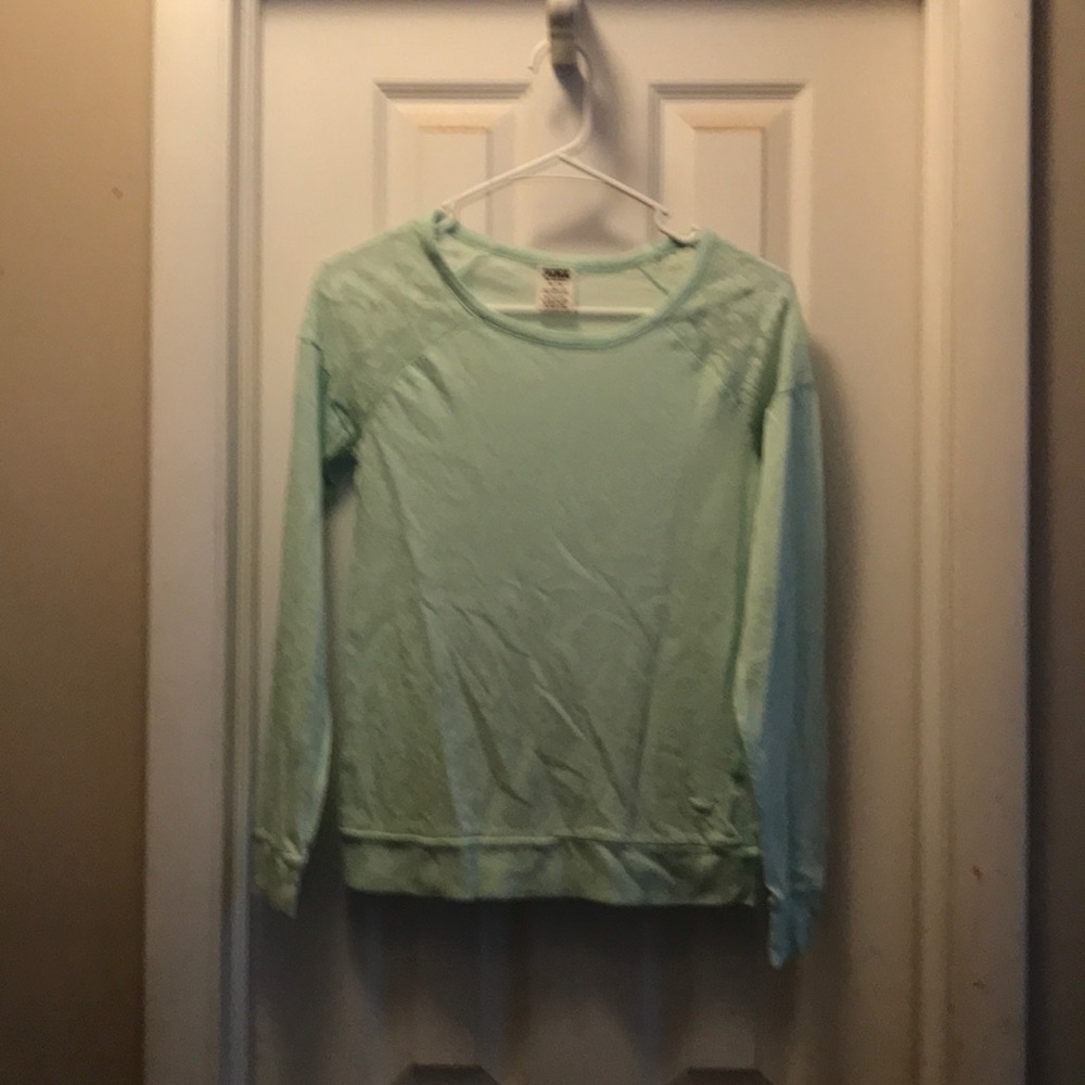 PINK XS semi-sheer mint green top